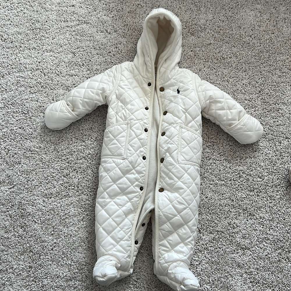Ralph lauren Baby Hooded Barn Bunting in white